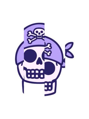 Dövme stili bir korsan kafatasının bölünmüş hareket animasyonu