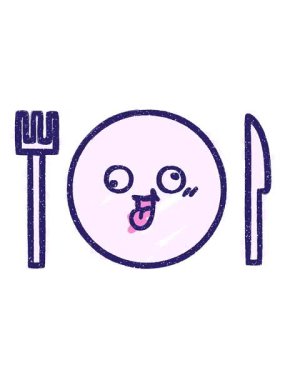 Yemek Tabağı Tebeşir Çiziminin hareketli animasyonu