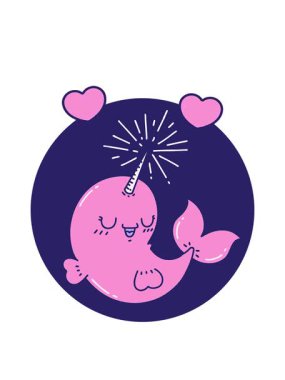 Dövme stili mutlu deniz gergedanı ikonunun dönen kalp animasyonu