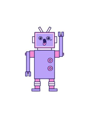 Bir robot tasarımı karikatürünün hareketli animasyonu