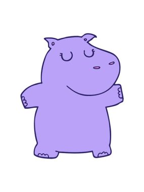 Bir su aygırının karikatür çiziminin hareketli animasyonu