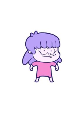 Çizgi filmdeki gülümseyen kadının radyoaktif ışıldayan animasyonu