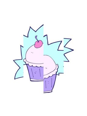 Cupcake çizgi filminin bölünmüş hareket animasyonu