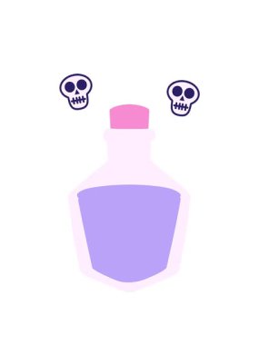 Çizgi film iksiri şişesinin kafatası animasyonu