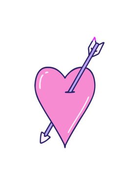 bir okun ve kalbin eski dövme şeklindeki görüntüsünün canlandırmasını çalıştır