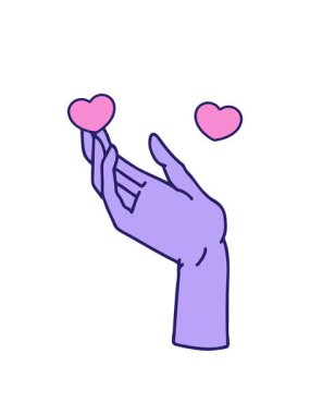 dönen kalp animasyonu bir el tasarımının