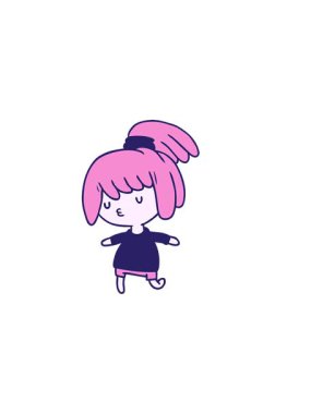 Çizgi film illüstrasyonunun yatay titreşimli animasyonu tatlı kawaii kız