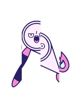 Büyüteç tasarımının tatlı çizgi filminin bölünmüş hareket animasyonu