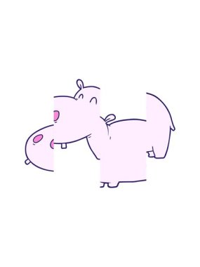 Çizgi film hipopotamının bölünen hareketi