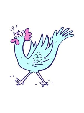 Çizgi film horoz görüntüsünün titreşimli hareket animasyonu