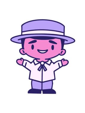 Geleneksel kıyafet çizgi filmindeki Brezilyalı adamın titreşimli hareketi