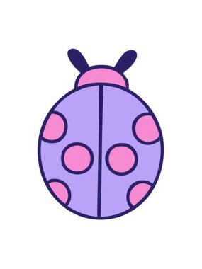 Bir uğur böceğinin tatlı çizgi filminin titreşimli hareketi