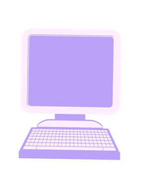 Bir bilgisayarın düz renk illüstrasyonunun titreşimli hareket canlandırması