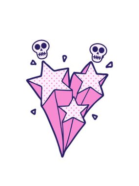 dönen kafatasları kayan yıldızların animasyonu çizim yapıyor