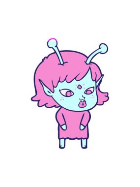 Uzaylı kız çizgi filminin animasyonunu çalıştır.