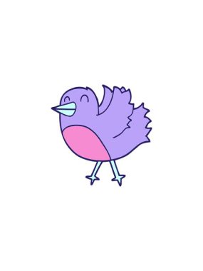 karikatür eğlenceli parlak kuşun radyoaktif ışıltılı animasyonu