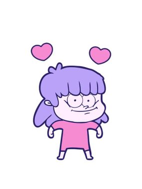 Gülen kadın çizgi filminde dönen kalp animasyonu