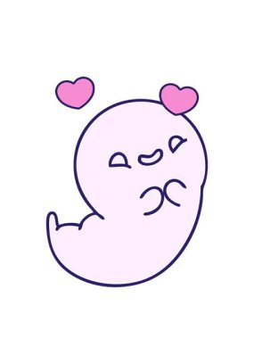 Mutlu bir cadılar bayramı hayaletinin çizgi filminin dönen kalpleri.