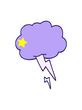 Parlayan yıldızlar karikatür karalama fırtına bulutunun şimşekle uyarlanmasını etkiler.