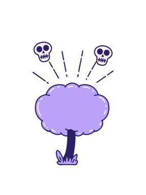 Geleneksel bir dövme ağacının resimlerini gösteren kafatası animasyonları