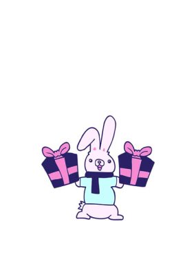 Karikatür tavşanının yeni yıl hediyeleriyle yükselişi ve yüzüşü