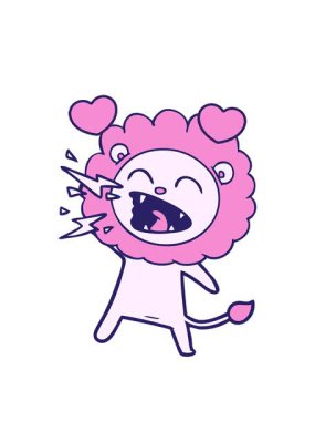 dönen kalpler çizgi film kükreyen aslanının animasyonu