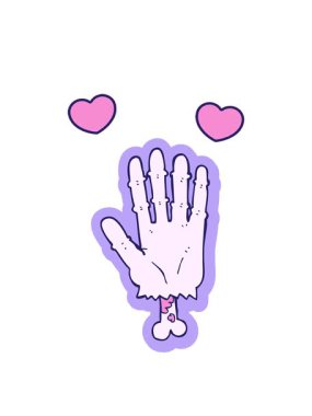 Dönen kalpler çizgi film zombi elinin çıkartması.