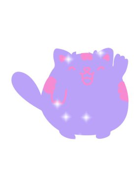 Sevimli çizgi film kedisinin el sallamasının ışıltılı etkisi