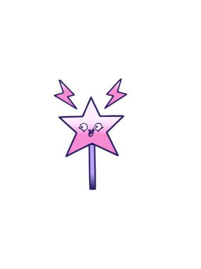 Sihirli değneğin yatay olarak titreşen gölgelenmiş çizgi filminin animasyonu