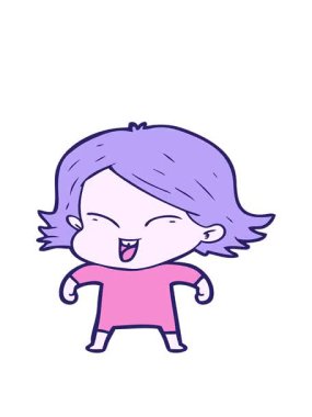 Mutlu karikatür kız çiziminin hareketli animasyonu