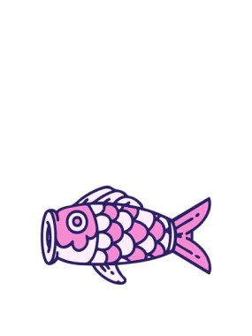 Japon koinobori sazan kağıdı bayrağının animasyonunu sergiliyor.