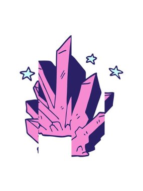 Sihirli bir kristalin karikatürünü bölme hareketi