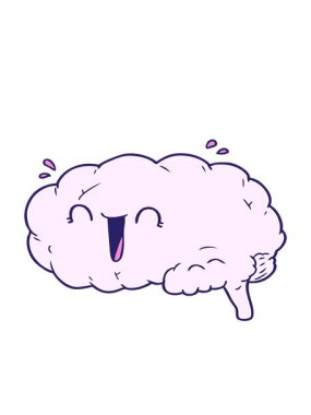 Karikatür beyninin hareketli animasyonu gülüyor.