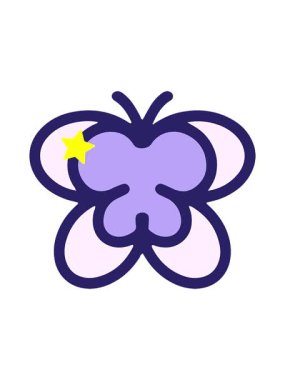 Parıldayan yıldızlar basit, cesur, sevimli kelebeğin animasyonunu etkiler.