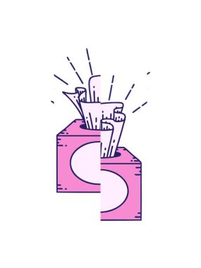 Geleneksel bir dokuma kutusu dövmesi çiziminin bölünmüş hareket animasyonu