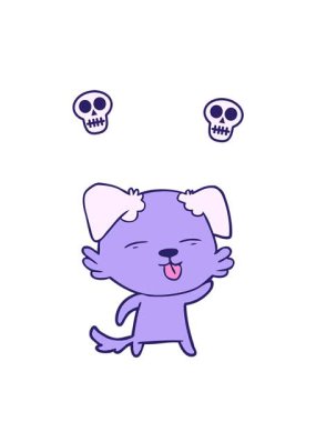 Dilini dışarı çıkaran çizgi film köpeğinin kafatası animasyonu.