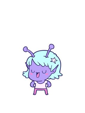 Mutlu uzaylı kız çizgi film tasarımının yükselişi ve yüzen animasyonu