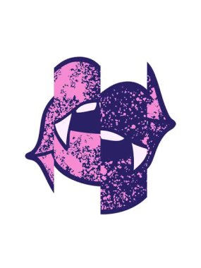 Grunge 'un bölünmüş hareketli animasyonu desenli çizim vampir ağzı.