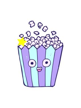 Parıldayan yıldızlar basit patlamış mısır tasarımının animasyonunu etkiler.