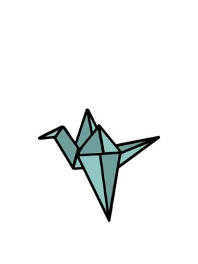 Japon yapımı katlanmış kağıt kanatlı vincin zıplama hareketi