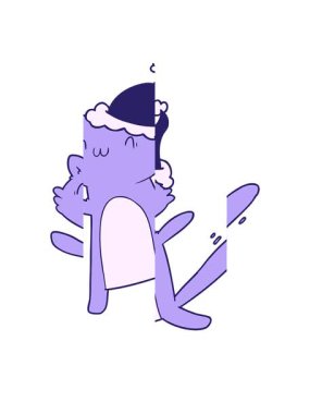 Dans eden bir kedinin Noel Baba şapkası taktığı el çizimi animasyonu.