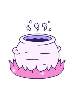 Bir tencere güveç karikatürü çizilmiş el animasyonunun parıltı etkisi