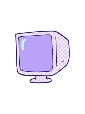 freehand çizilmiş karikatür eski bilgisayar monitörünün bölünme efekti canlandırması