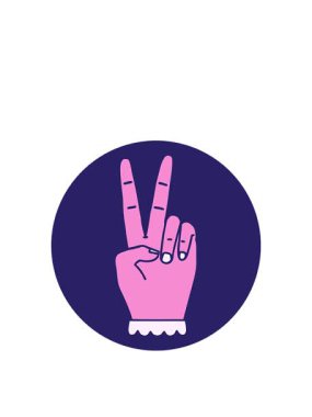 Kalk ve barış simgesinin canlandırmasını uçur. İki parmak hareketi.