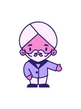 Türbanlı Hintli adamın hareket animasyonu yönünü gösteriyor.