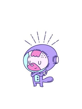 Astronot kıyafetli dövme tarzı hayvanın yanıp sönen radyal çizgileri.