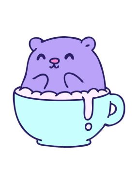 Küçük bir ayının çizgi filminin animasyonunu salla ve duraklat. Ne yazık ki lattene oturdu.