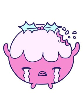 Karikatür Noel pudinginin ağlamasını salla ve durdur.