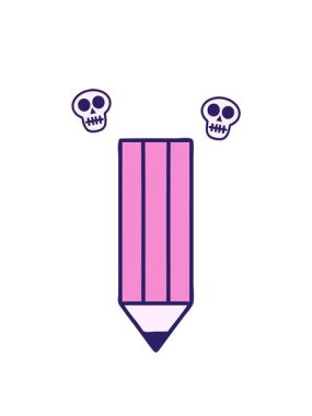 Bir kalemin dövme stili görüntüsünün kafatası animasyonu