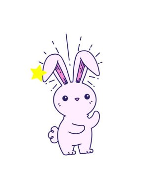 Parlayan yıldızlar, geleneksel dövme stili şirin bir tavşanın canlandırmasını etkiler.